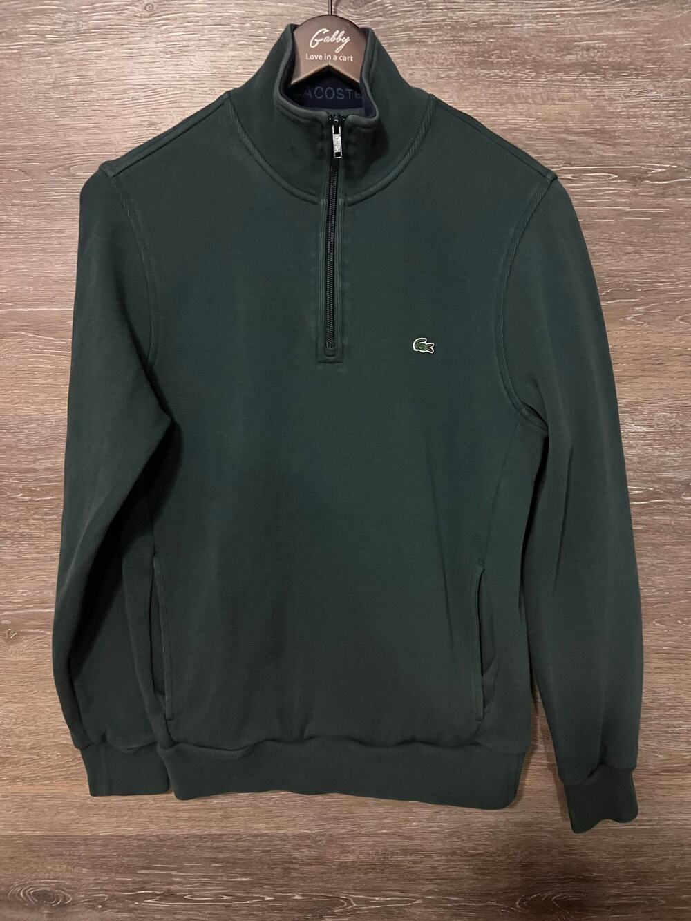 Lacoste sweater green 1/4 zipper Size M long sleeves men